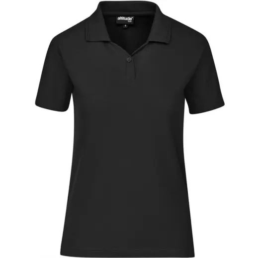 Ladies Basic Pique Golf Shirt Black Front